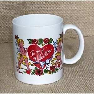Vintage Cupid Heart Coffee Mug Cup Valentine’s Day Kitsch Retro Romance Playful